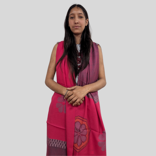 Hand Woven Pure Merino Wool Kullu Stole (232)