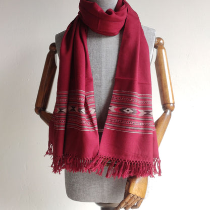Hand Woven Non Australian Wool Kullu Stole Marron