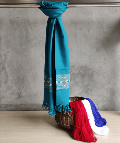 Hand Woven Pure Wool Kullu Stole (PARROT GREEN)