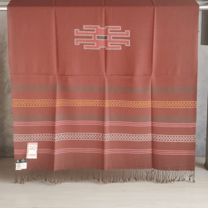 Hand Woven Pure Merino Wool Kullu Shawl- brown