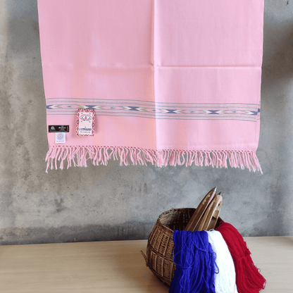 Hand Woven Pure Merino Wool Kullu Stole- (393) Pink