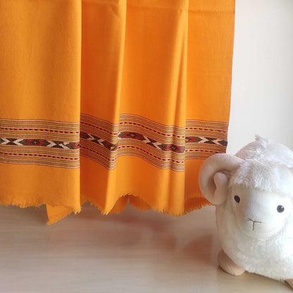 Hand Woven Pure Merino Wool Kullu Shawl Mustard