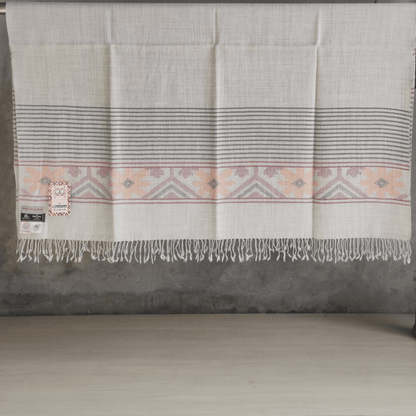 Hand Woven Pure Merino Wool Kullu Shawl- grey