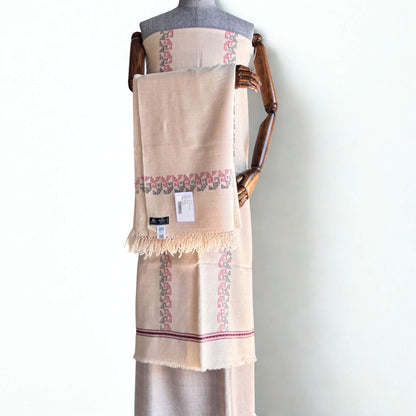 Bhuttico women’s Merino woolen suit set in beige with matching stole