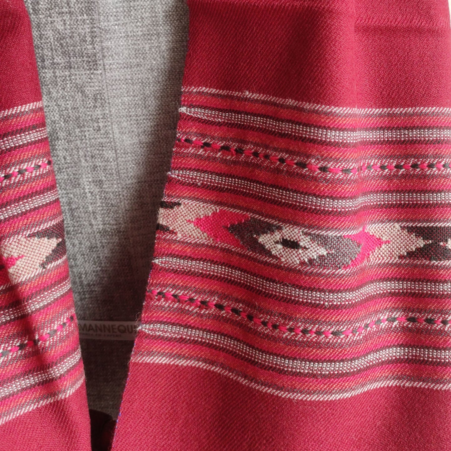 Hand Woven Non Australian Wool Kullu Stole Marron