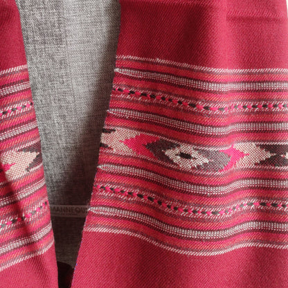 Hand Woven Non Australian Wool Kullu Stole Marron
