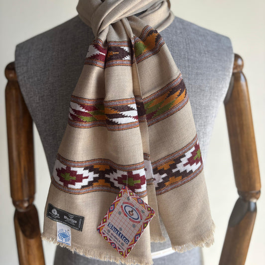 Hand Woven Pollywool Muffler Fawn