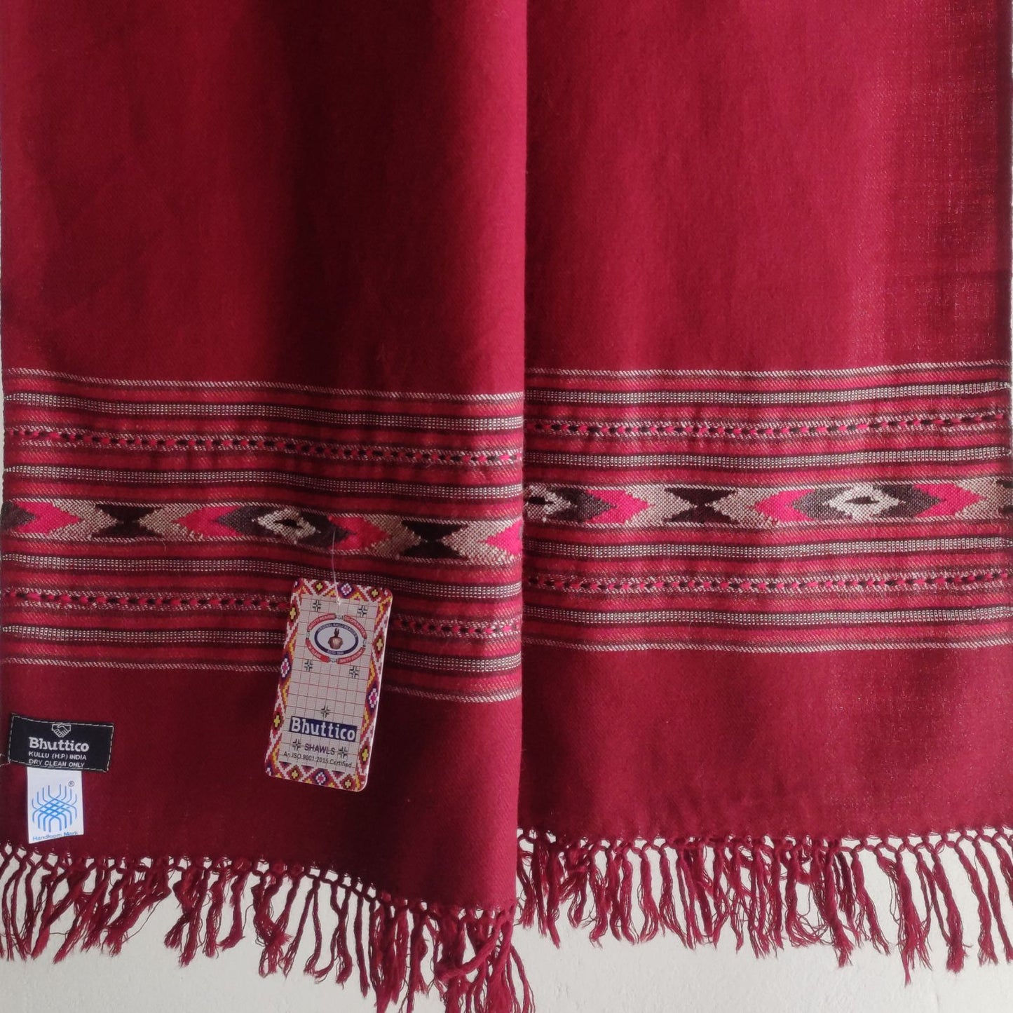 Hand Woven Non Australian Wool Kullu Stole Marron