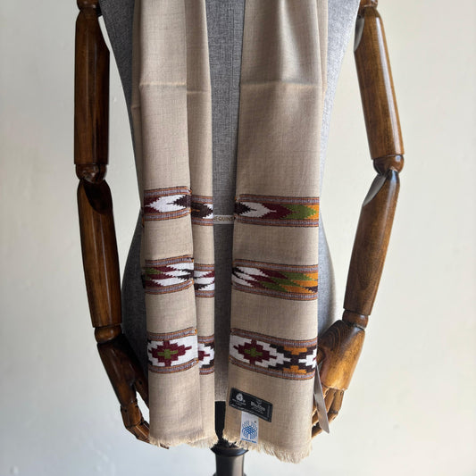 Hand Woven Pollywool Muffler Fawn