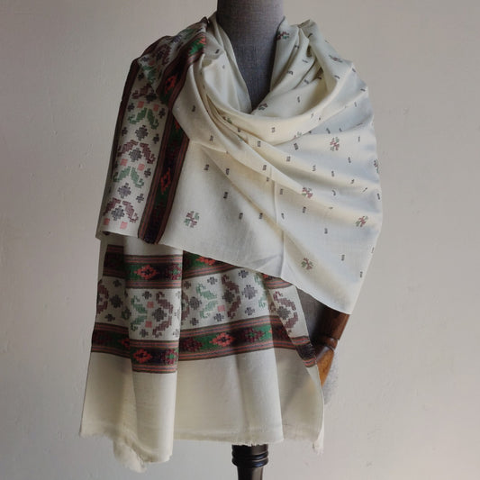 Handwoven Angora+Wool Shawl White