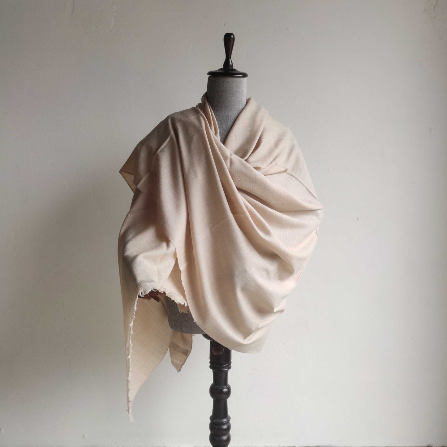 Hand Woven Mens Pure Merino Wool + Angora Kullu Shawl (Fawn Loi)