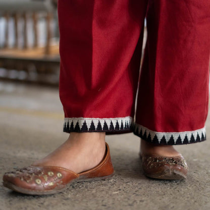 Merino Wool Co-ord Set for Women (Wine Red)