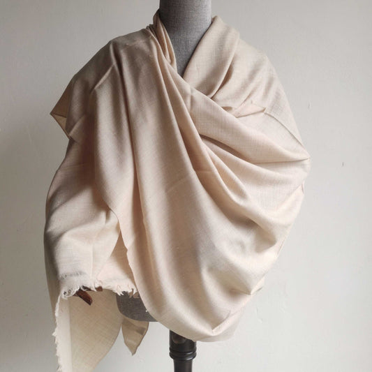 Hand Woven Mens Pure Merino Wool + Angora Kullu Shawl (Fawn Loi)