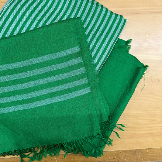 Hand Woven Pure Merino Wool Suit + Stole Green