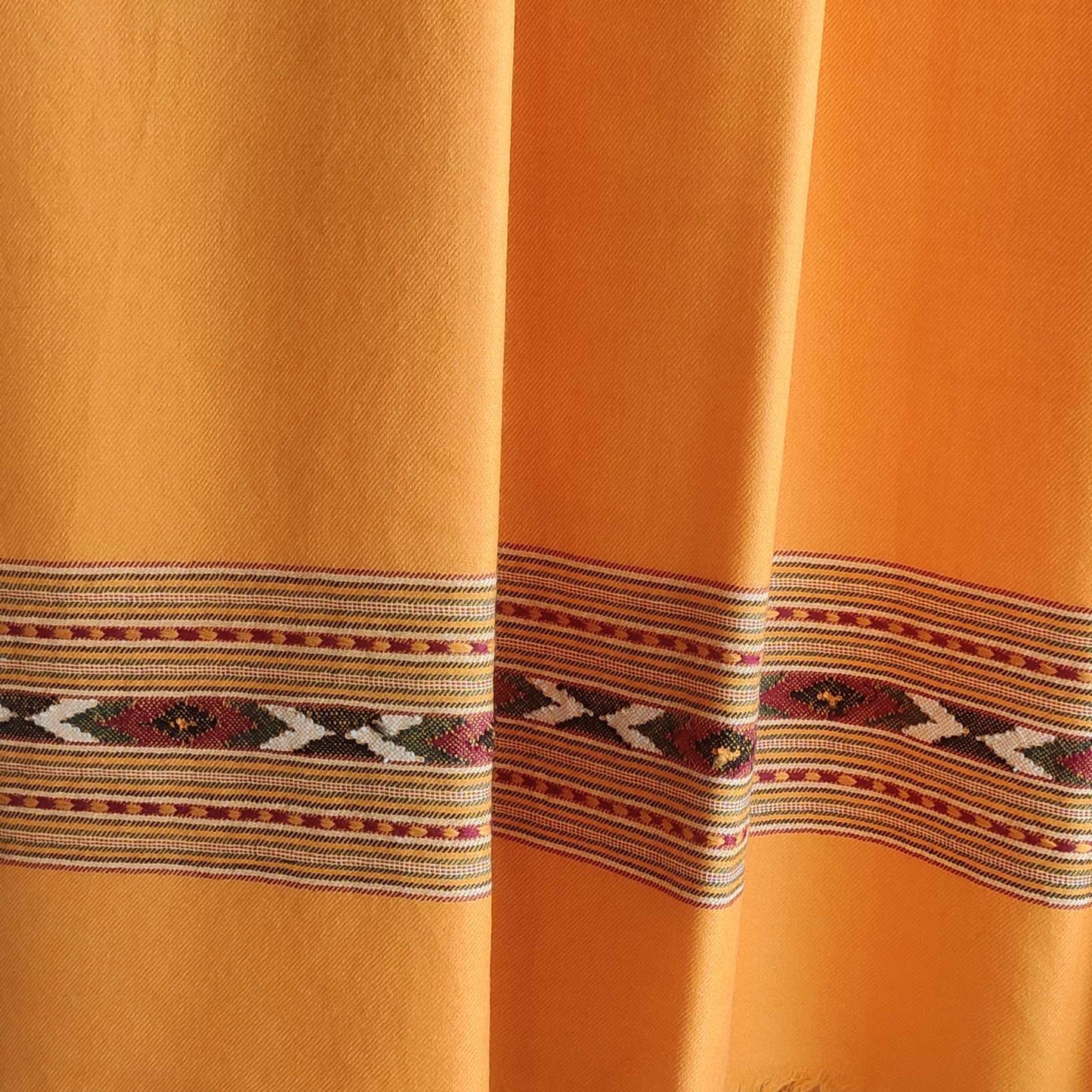 Hand Woven Pure Merino Wool Kullu Shawl Mustard