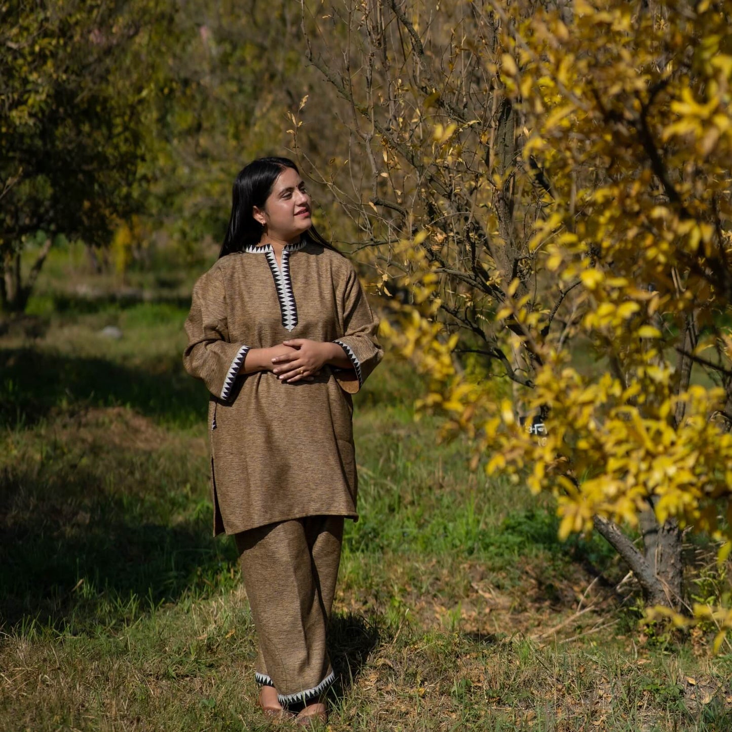 Merino Wool Co-ord Set for Women (Camel Brown)