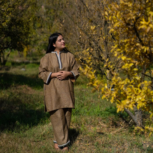 Merino Wool Co-ord Set for Women (Camel Brown)