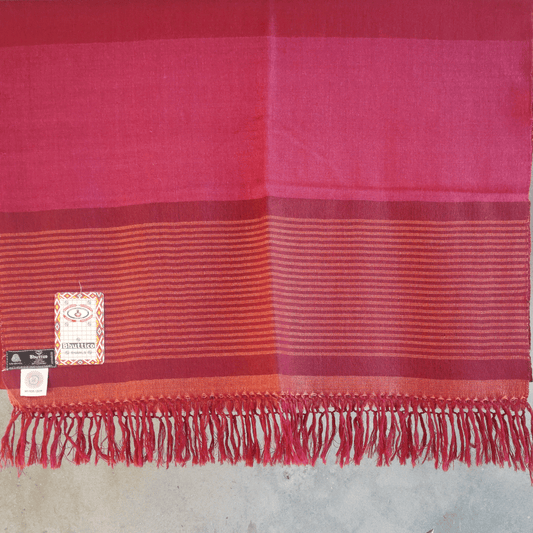 Hand Woven Pure Merino Wool Kullu Stole- (GULABI 009) Marron