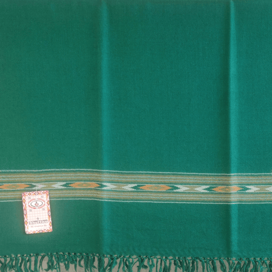 Hand Woven Pure Merino Wool Kullu Shawl - (393) Green