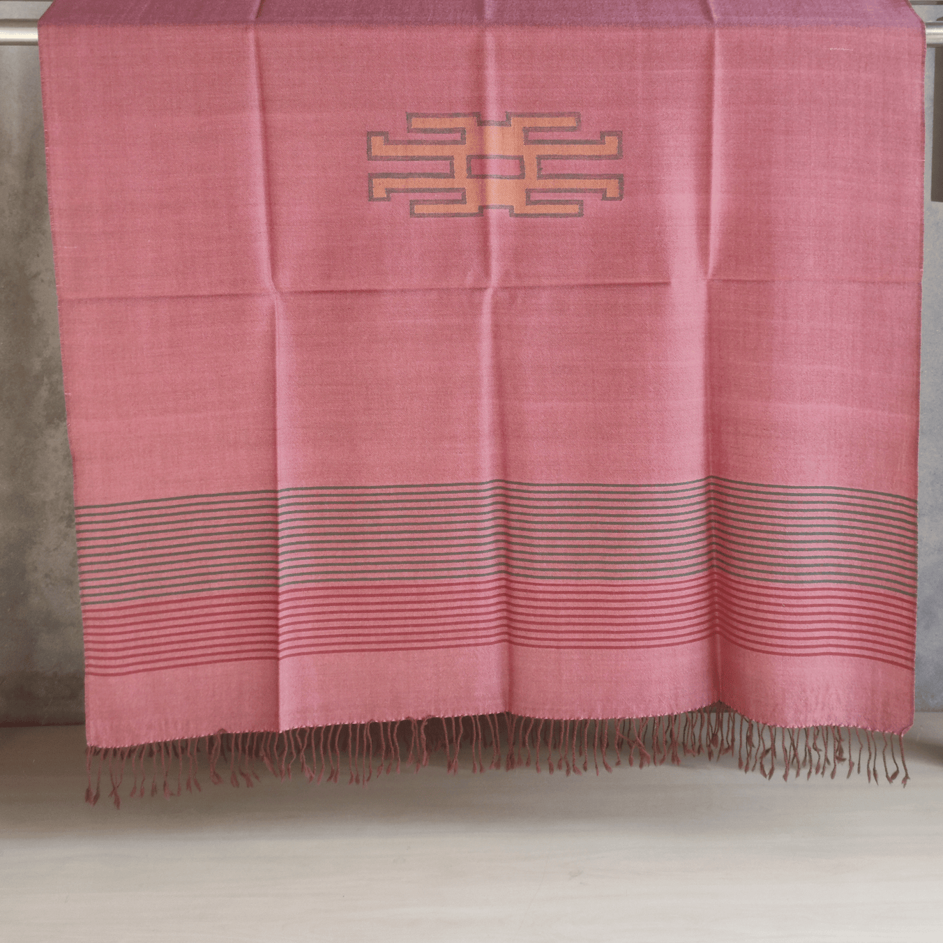 Hand Woven Pure Merino Wool Kullu Shawl- brown