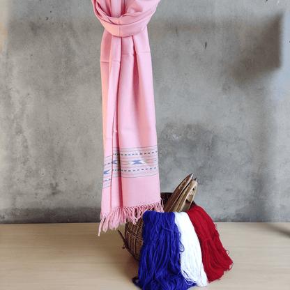 Hand Woven Pure Merino Wool Kullu Stole (396) Pink