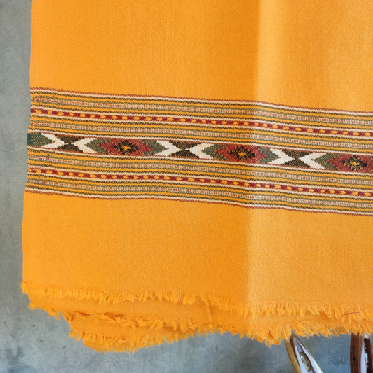 Women's Hand Woven Wool Kullu Shawl- Mustard