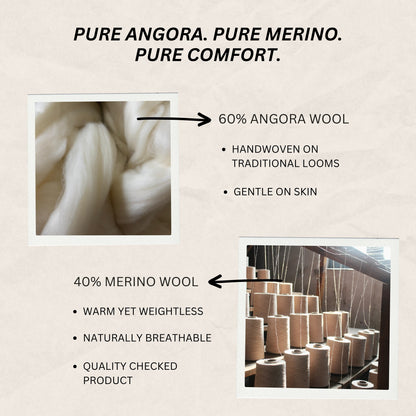 Handwoven Angora+Wool Shawl White