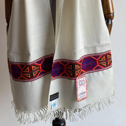 Hand Woven Pure Merino Wool Muffler White