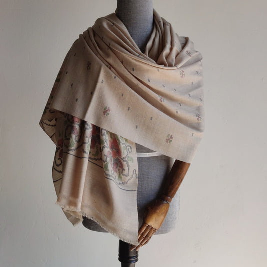 Handwoven Angora+Wool Shawl Fawn