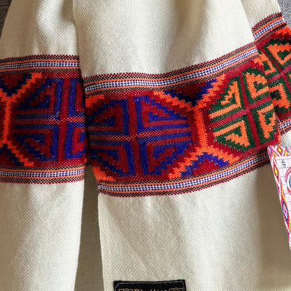 Hand Woven Pure Merino Wool Muffler White