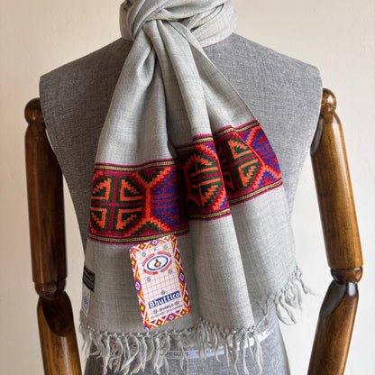 Hand Woven Pure Merino Wool Muffler Grey