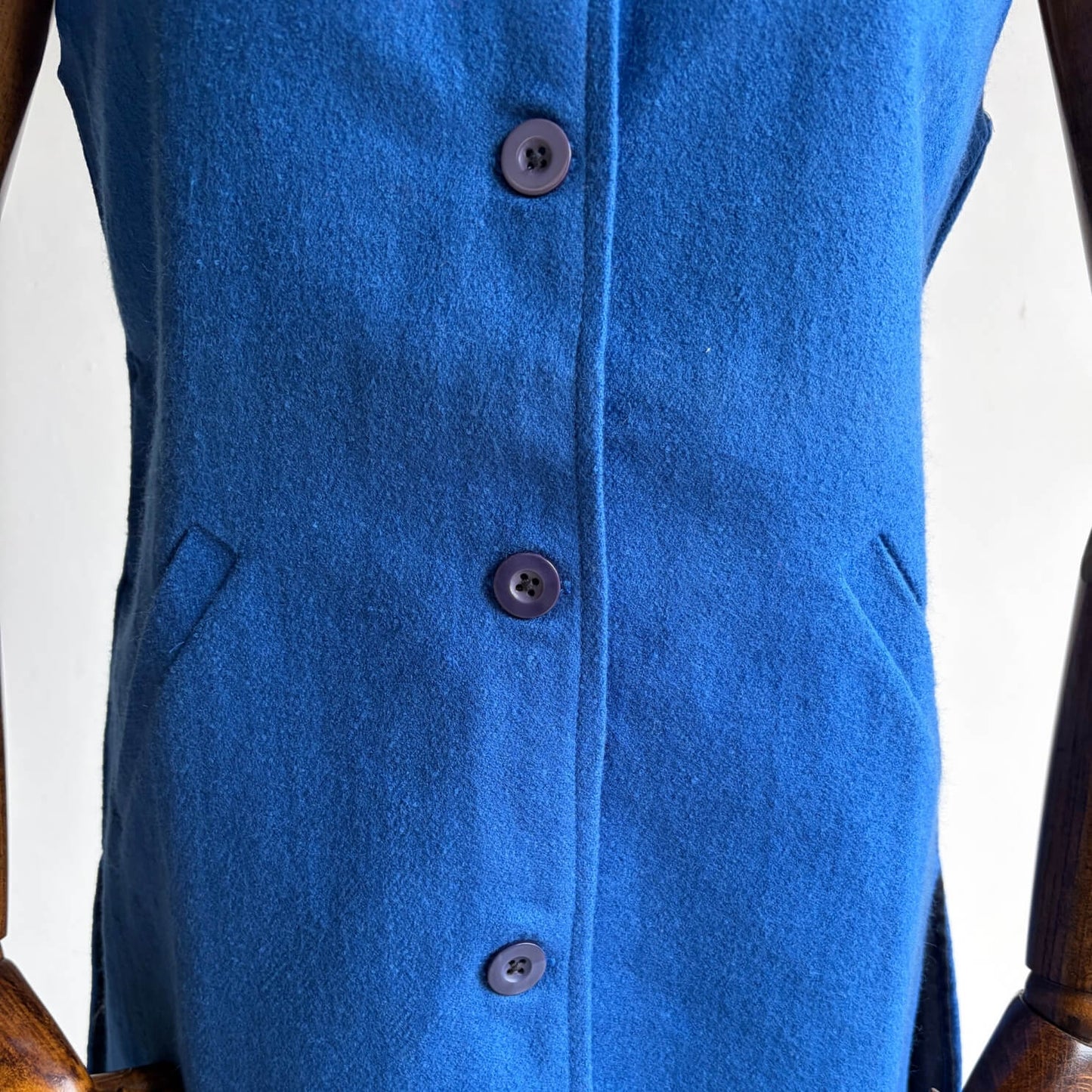Women’s Long Merino Wool Nehru Jacket – Blue (Half Sleeve)