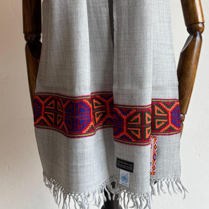Hand Woven Pure Merino Wool Muffler Grey