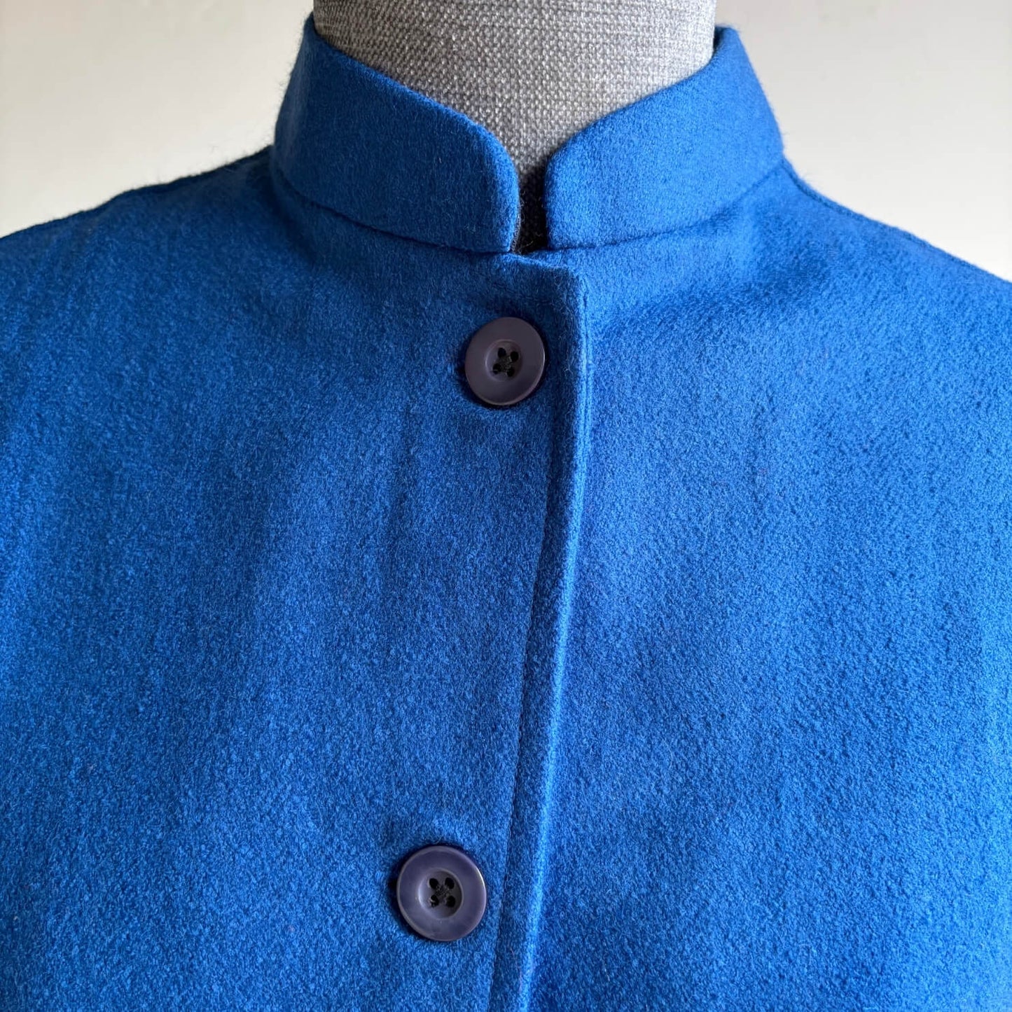 Women’s Long Merino Wool Nehru Jacket – Blue (Half Sleeve)