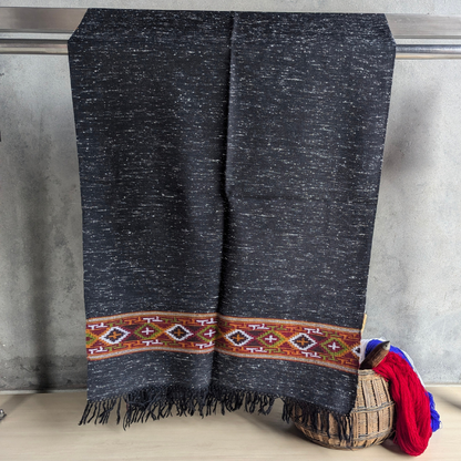 Hand Woven Pure Merino Wool Kullu Stole- black