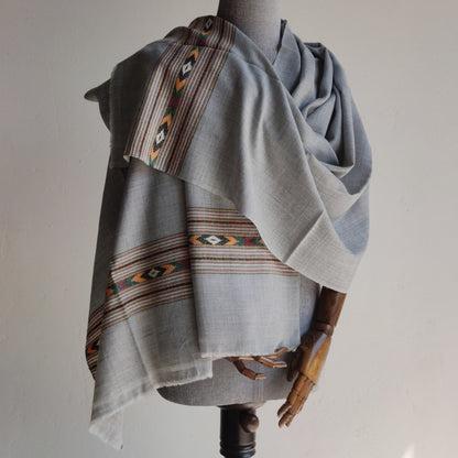 Handwoven Angora+Wool Shawl Grey