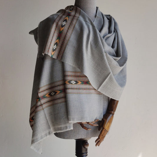 Handwoven Angora+Wool Shawl Grey
