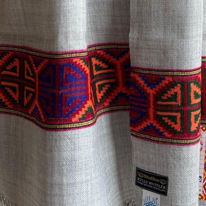 Hand Woven Pure Merino Wool Muffler Grey