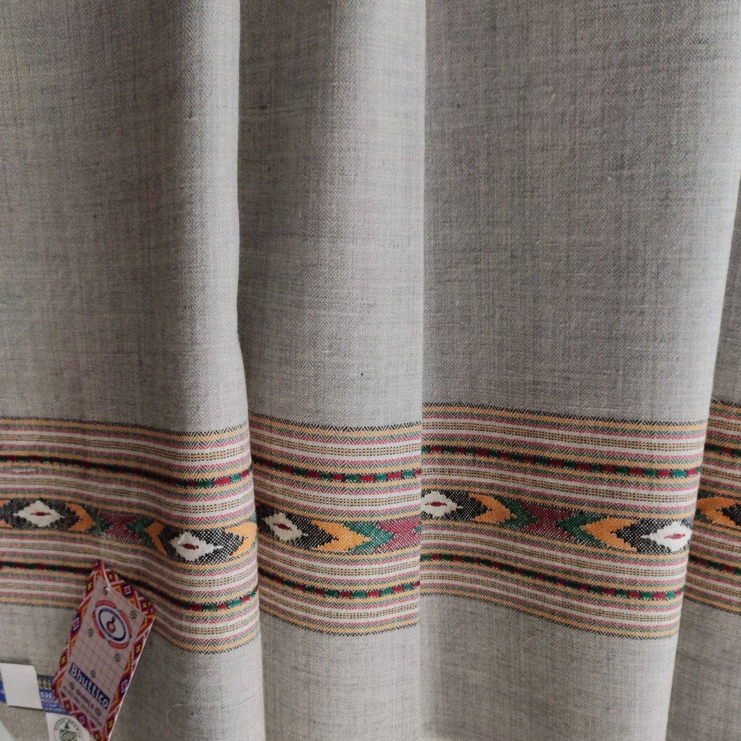 Handwoven Angora+Wool Shawl Grey