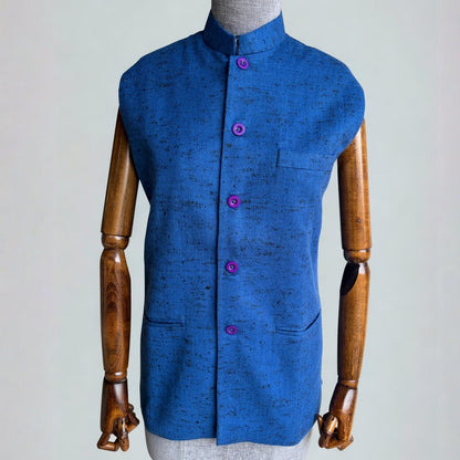 Men’s Merino Wool Half-Sleeve Nehru Jacket
