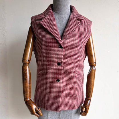 Women’s Merino Wool Nehru Jacket – Maroon Checked