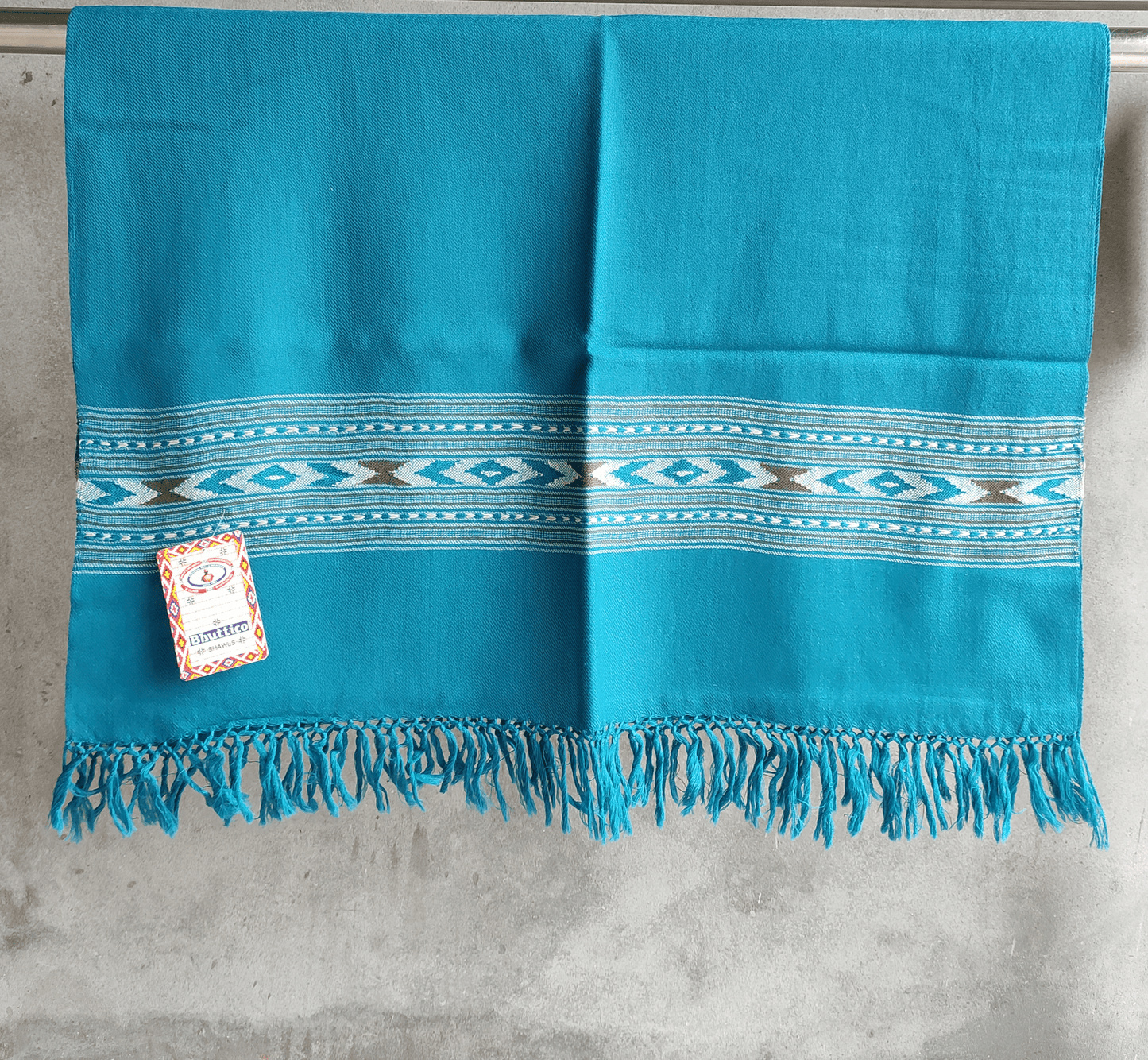 Hand Woven Pure Wool Kullu Stole (PARROT GREEN)