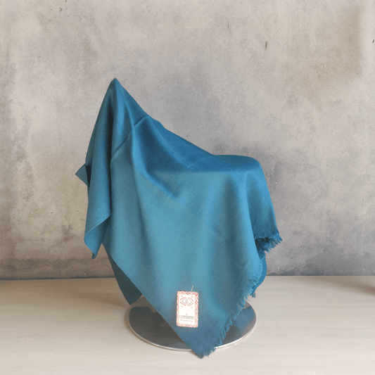 Hand Woven Pure Merino Wool Kullu Shawl- teal