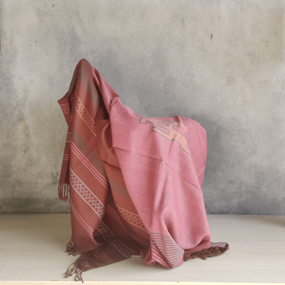 Hand Woven Pure Merino Wool Kullu Shawl- brown