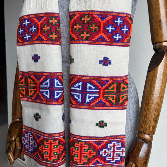 Handwoven Kinnauri Muffler in Merino Wool & Pashmina Blend