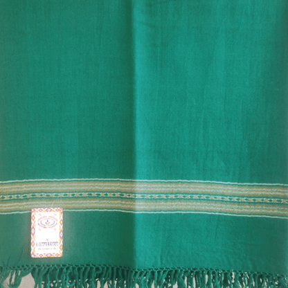 Hand Woven Pure Merino Wool Kullu Shawl- (450) Green