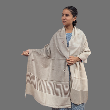 Hand Woven Pure Merino Wool Kullu Stole (SOLANG 011)