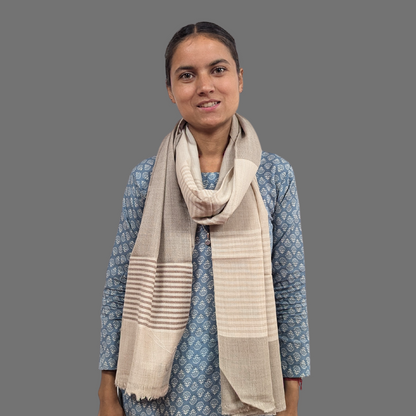 Hand Woven Pure Merino Wool Kullu Stole (SOLANG 011)