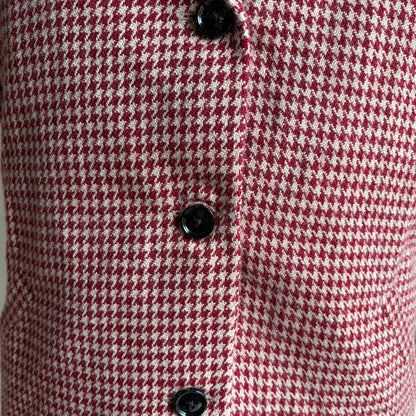 Women’s Merino Wool Nehru Jacket – Maroon Checked