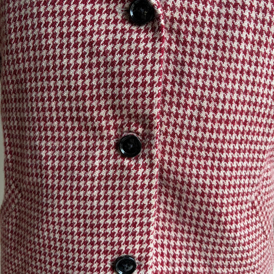 Women’s Merino Wool Nehru Jacket – Maroon Checked